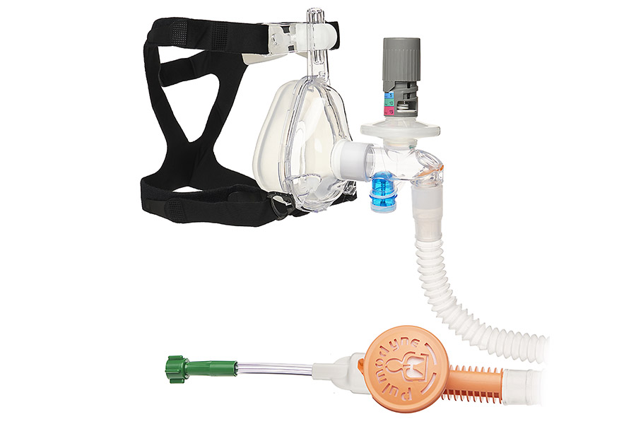 O2-MAX™ Fixed System with expandable tube, 5-SET™ adjustable PEEP valve and BiTrac ED Mask, large adult