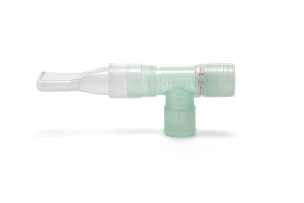 PEP T-piece, Inhalation port -22M/15F-22M with one-way valve and mouthpiece, 22F, single patient use