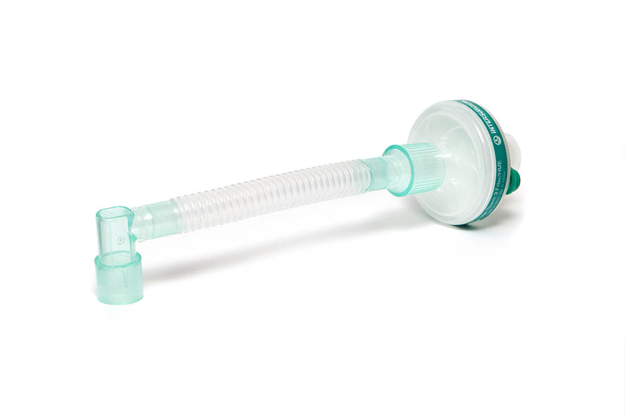 Clear-Therm™ 3 HMEF with luer port, flexible catheter mount and fixed elbow