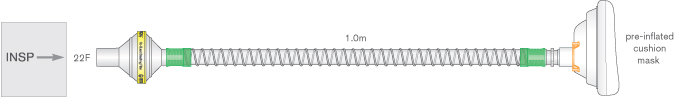 Smoothbore, large adult, cough assist breathing system, 1m
