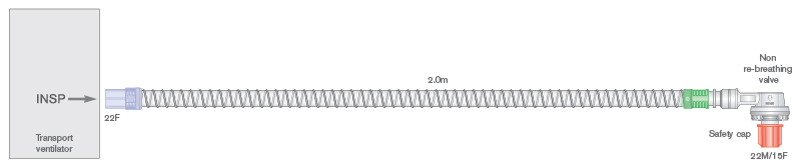22mm Smoothbore transport breathing system. ≥ 2.0m