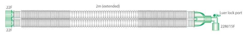 22mm Compact™ breathing system with luer elbow, ≥ 2.0m sterile